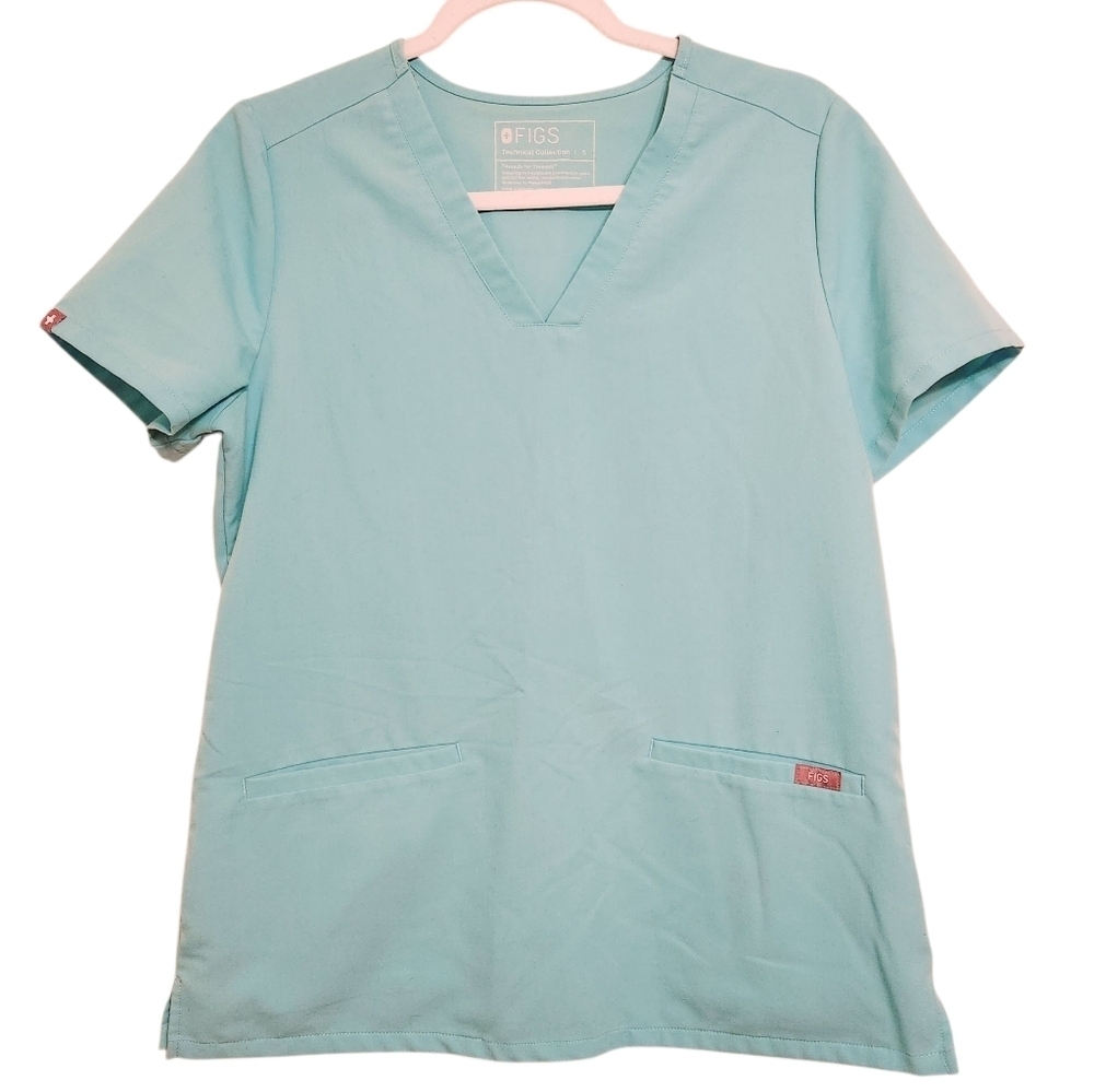 FIGS | Women's Teal Blue V- Neck Three Pocket Scrubs Top (Size Small)